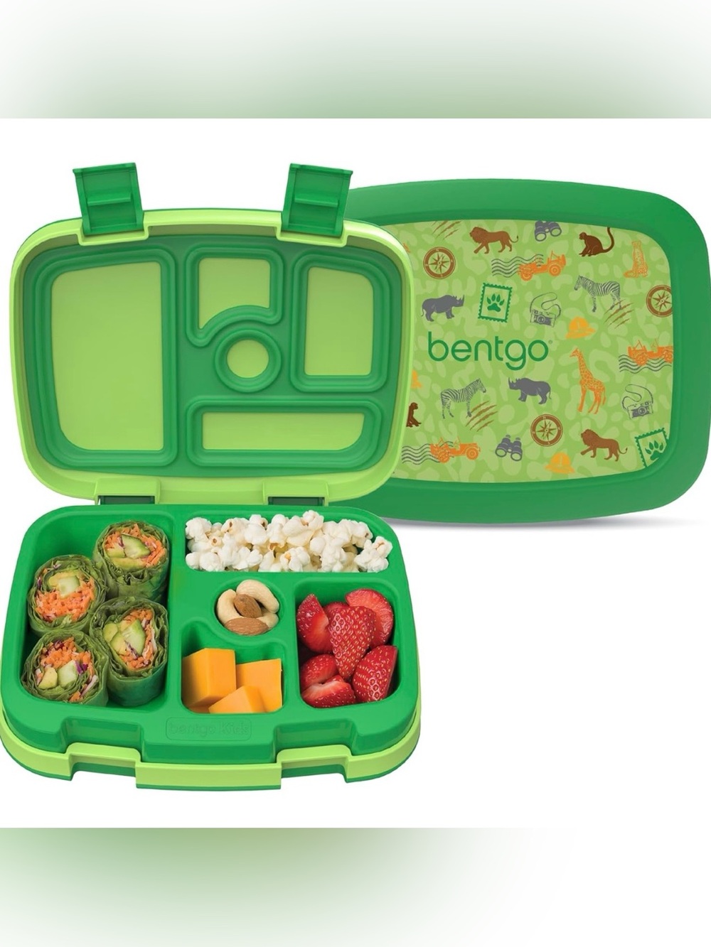 Bentgo Kids Prints Leak-Proof, 5-Compartment Bento-Style Kids Lunch Box - Safari